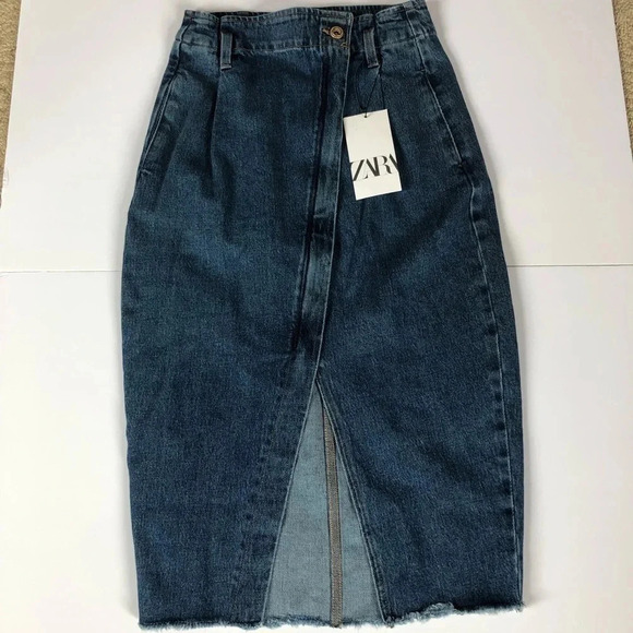 ZARA Asymmetrical  Denim Skirt - Picture 2 of 11